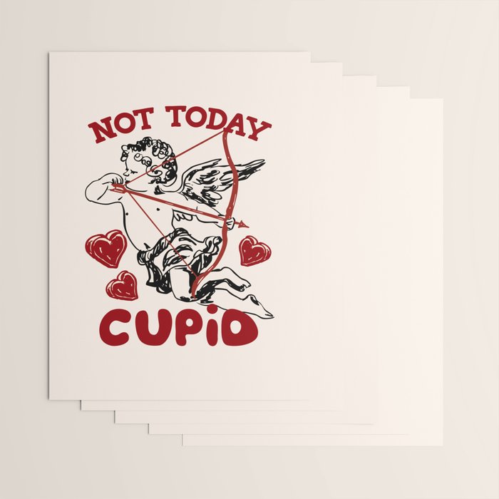 Not Today Cupid Funny Anti Valentine Quote Wrapping Paper Gallery Image 3