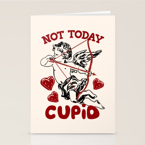 Not Today Cupid Funny Anti Valentine Quote Stationery Card Gallery Image 2