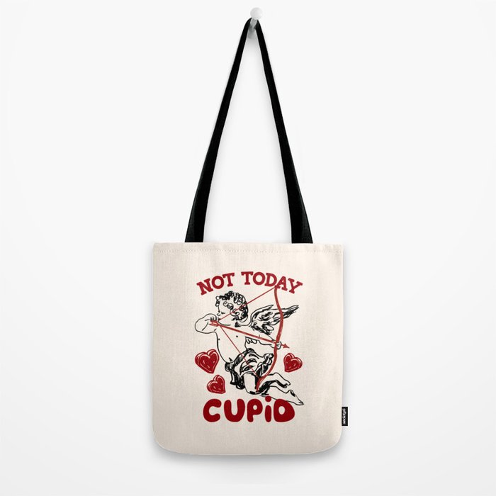 Not Today Cupid Funny Anti Valentine Quote Tote Bag Gallery Image 2