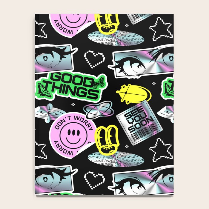 Retro holographic Y2K sticker pattern Notebook Gallery Image 4