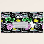 Retro holographic Y2K sticker pattern Desk Mat Gallery Image 1