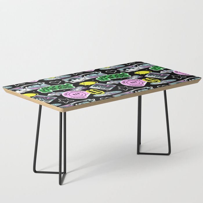 Retro holographic Y2K sticker pattern Coffee Table Gallery Image 1
