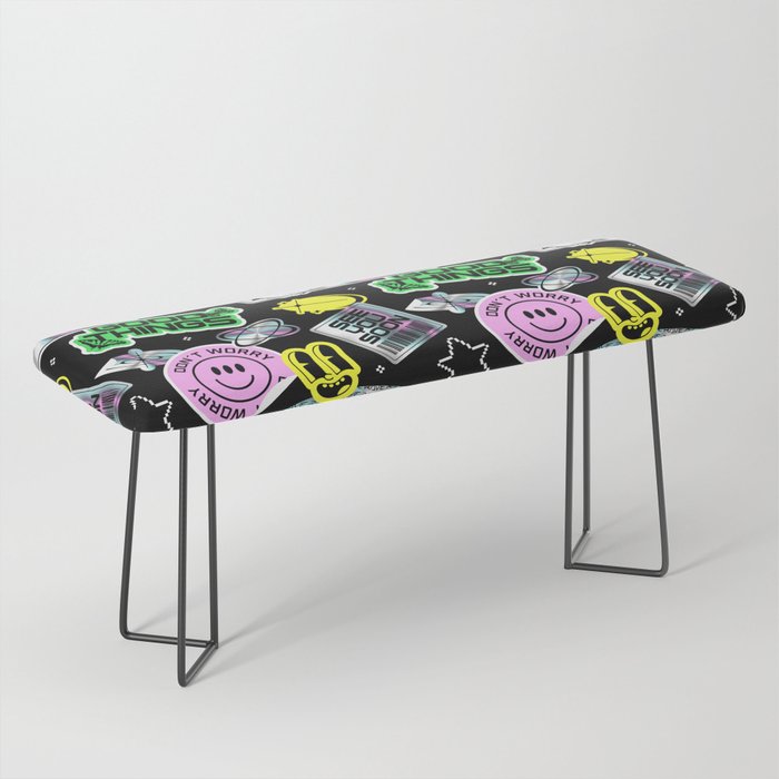 Retro holographic Y2K sticker pattern Bench Gallery Image 1