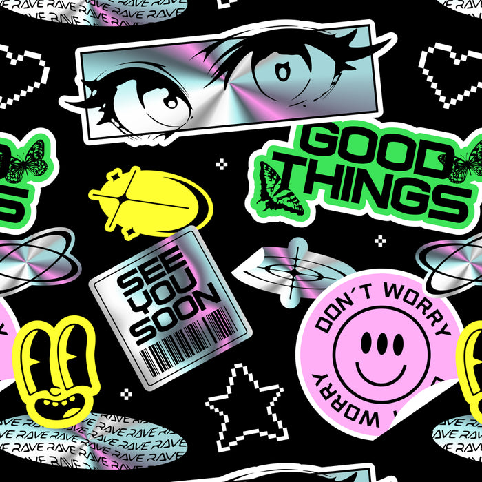 Retro holographic Y2K sticker pattern Coffee Mug Gallery Image 2