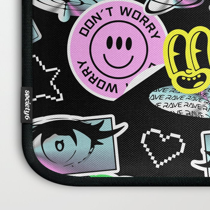 Retro holographic Y2K sticker pattern Laptop Sleeve Gallery Image 3