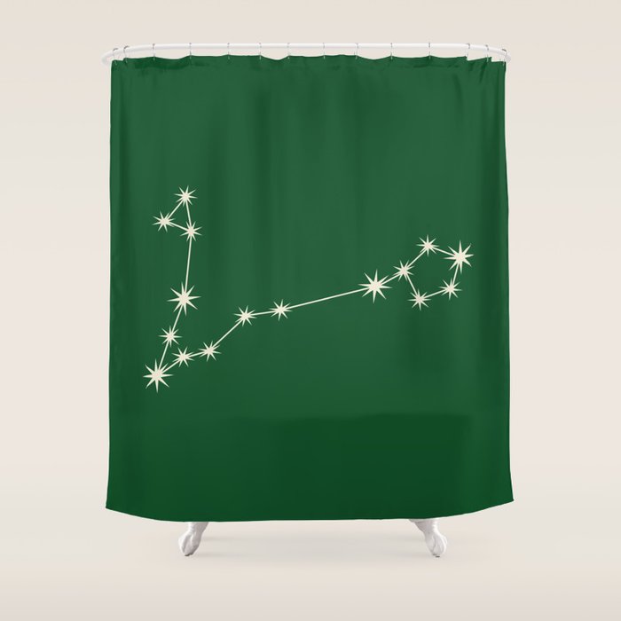 Pisces Zodiac Star Constellation Line Art Green Shower Curtain Gallery Image 1