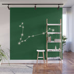 Pisces Zodiac Star Constellation Line Art Green Wall Mural Gallery Image 1