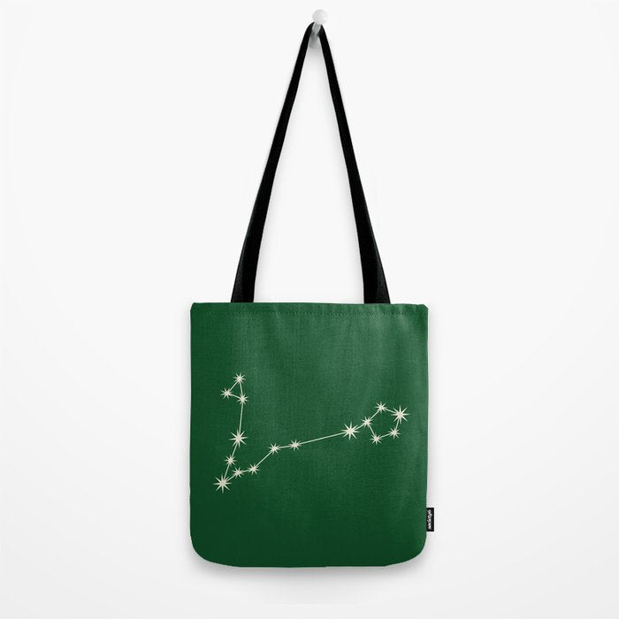 Pisces Zodiac Star Constellation Line Art Green Tote Bag Gallery Image 2