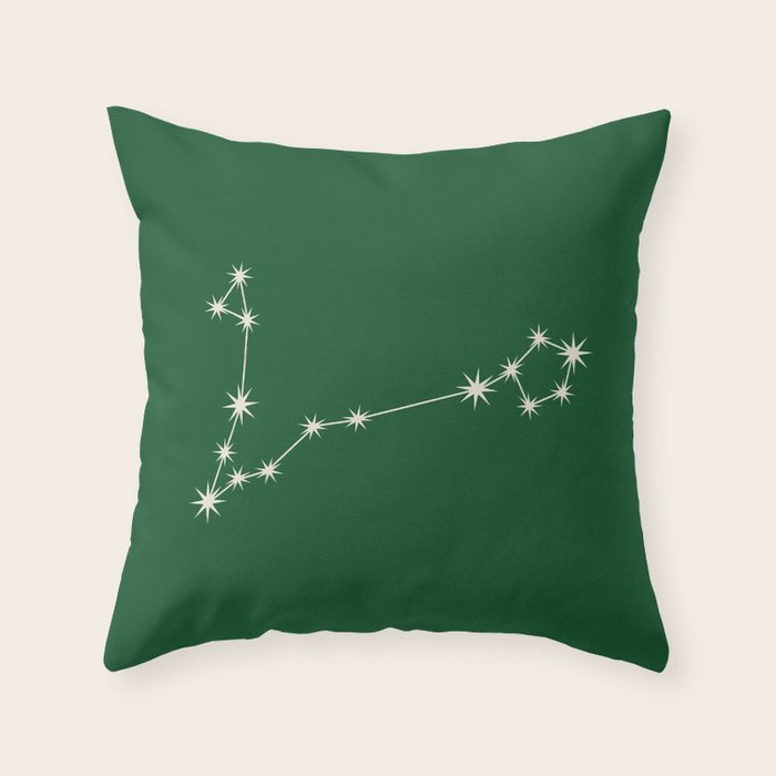 Pisces Zodiac Star Constellation Line Art Green Throw Pillow Gallery Image 6