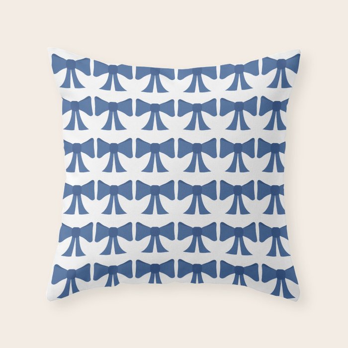 Vintage Bows V Blue Throw Pillow Gallery Image 6