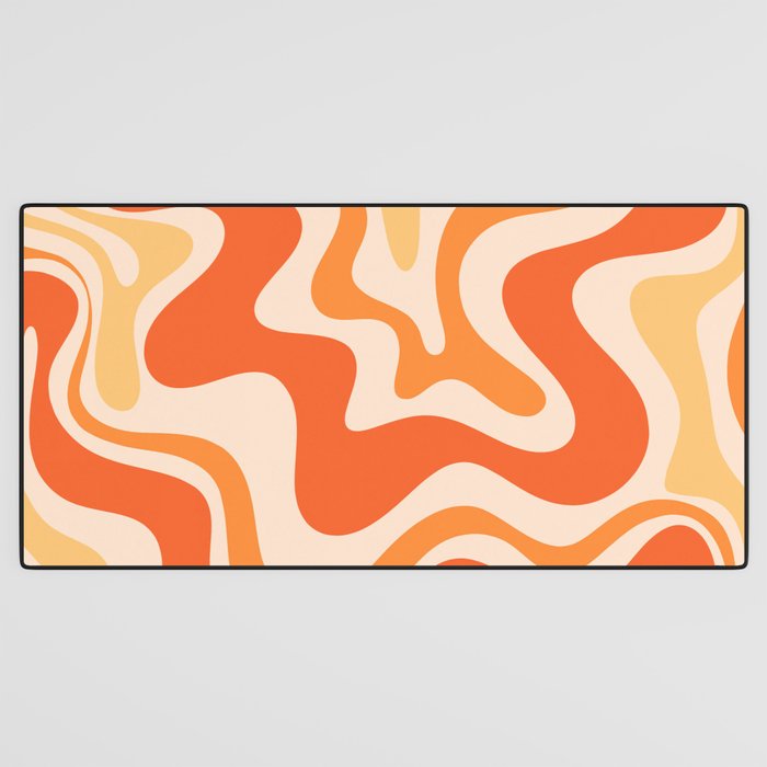 Tangerine Liquid Swirl Retro Abstract Pattern Desk Mat Gallery Image 3