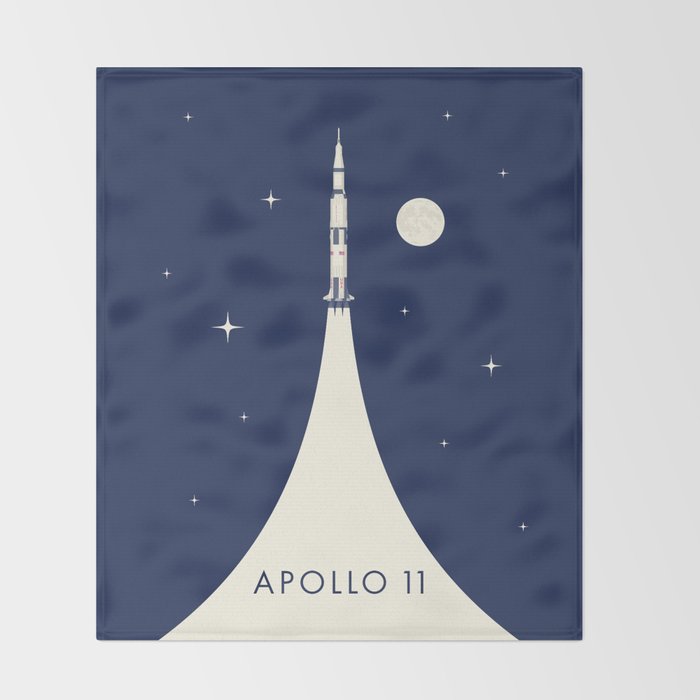 Apollo 11 Space - Saturn Rocket B Throw Blanket Gallery Image 2