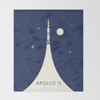 Apollo 11 Space - Saturn Rocket B Throw Blanket Gallery Image 2