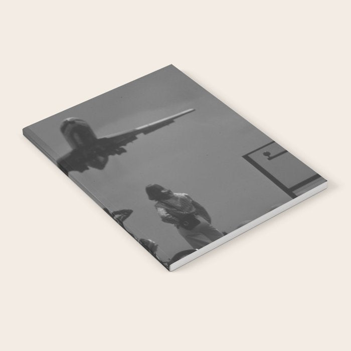 Steady As She Goes 31 aircraft coming in for a landing black and white photography- photographs Notebook Gallery Image 2