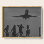 Steady As She Goes 31 aircraft coming in for a landing black and white photography- photographs Serving Tray Gallery Image 1