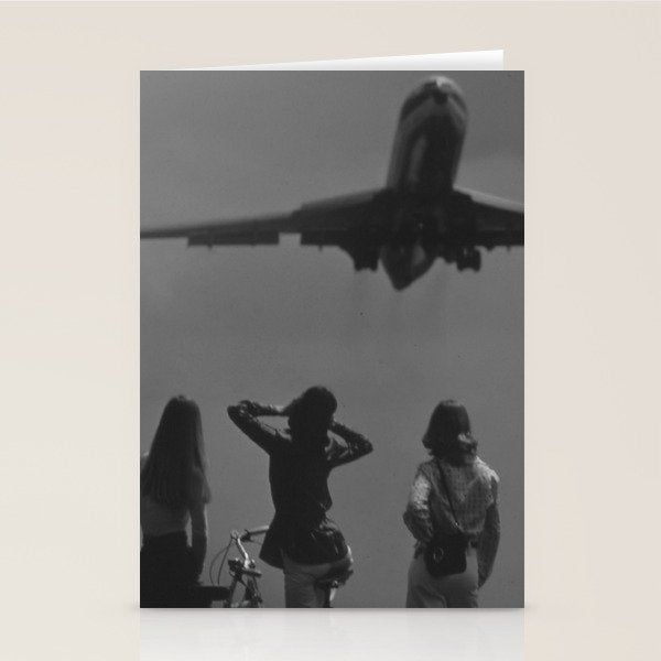 Steady As She Goes 31 aircraft coming in for a landing black and white photography- photographs Stationery Card Gallery Image 2
