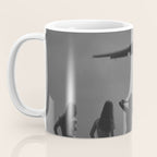 Steady As She Goes 31 aircraft coming in for a landing black and white photography- photographs Coffee Mug Gallery Image 3