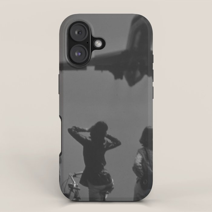 Steady As She Goes 31 aircraft coming in for a landing black and white photography- photographs iPhone Case Gallery Image 1
