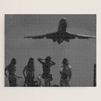Steady As She Goes 31 aircraft coming in for a landing black and white photography- photographs Jigsaw Puzzle Gallery Image 1