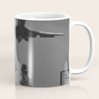 Steady As She Goes 31 aircraft coming in for a landing black and white photography- photographs Coffee Mug Gallery Image 1