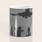 Steady As She Goes 31 aircraft coming in for a landing black and white photography- photographs Coffee Mug Gallery Image 4