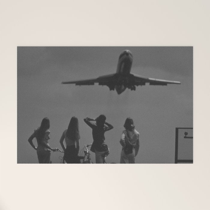 Steady As She Goes 31 aircraft coming in for a landing black and white photography- photographs Welcome Mat Gallery Image 1