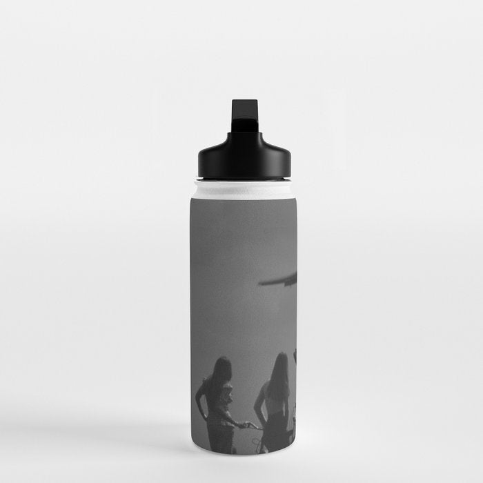 Steady As She Goes 31 aircraft coming in for a landing black and white photography- photographs Water Bottle Gallery Image 3
