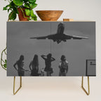 Steady As She Goes 31 aircraft coming in for a landing black and white photography- photographs Credenza Gallery Image 1