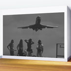 Steady As She Goes 31 aircraft coming in for a landing black and white photography- photographs Wall Mural Gallery Image 2