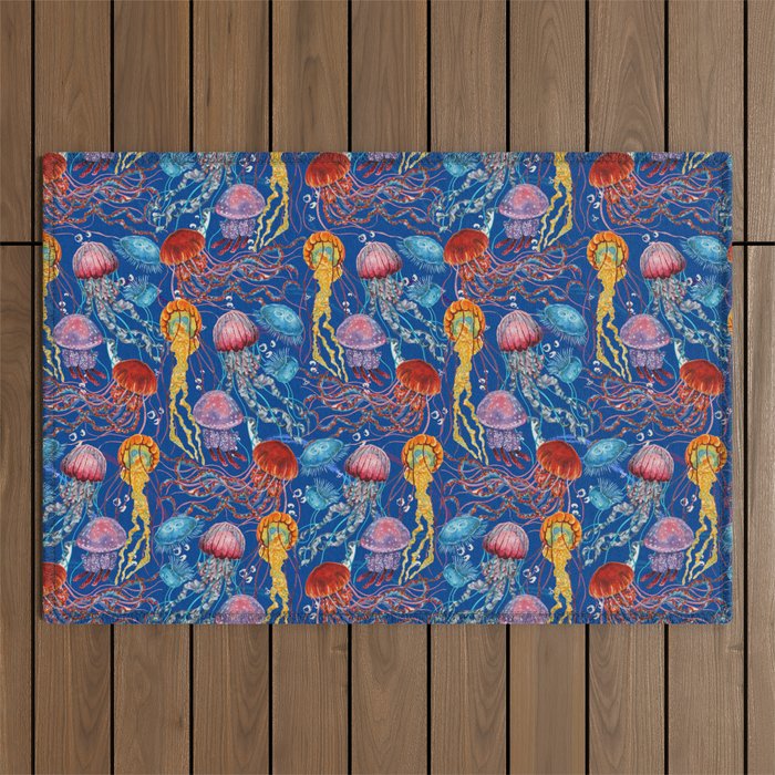 Jellyfish Collection - blue Outdoor Rug Gallery Image 1