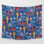 Jellyfish Collection - blue Wall Tapestry Gallery Image 4