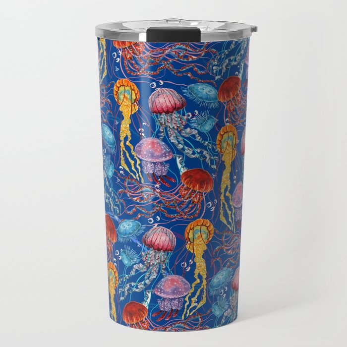 Jellyfish Collection - blue Travel Mug Gallery Image 1
