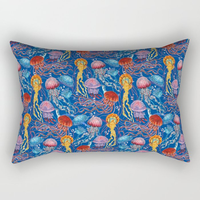 Jellyfish Collection - blue Rectangular Pillow Gallery Image 1