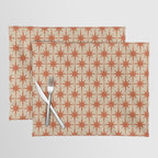 Midcentury Modern Atomic Starburst Pattern Mid Mod Burnt Orange and Beige Placemat Gallery Image 1