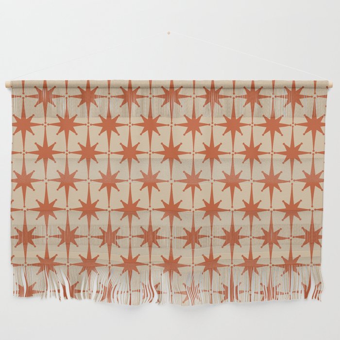 Midcentury Modern Atomic Starburst Pattern Mid Mod Burnt Orange and Beige Wall Hanging Gallery Image 1