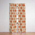 Midcentury Modern Atomic Starburst Pattern Mid Mod Burnt Orange and Beige Window Curtain Gallery Image 3