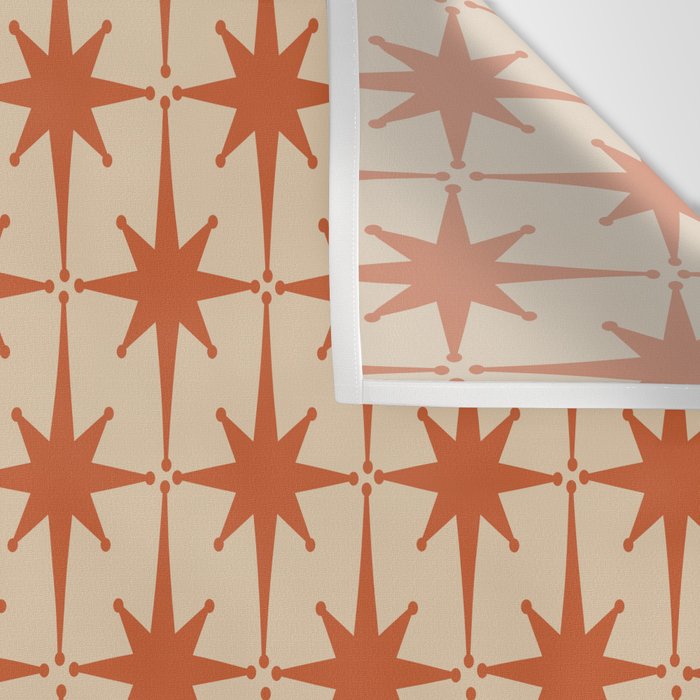 Midcentury Modern Atomic Starburst Pattern Mid Mod Burnt Orange and Beige Wall Tapestry Gallery Image 3