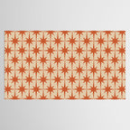 Midcentury Modern Atomic Starburst Pattern Mid Mod Burnt Orange and Beige Tablecloth Gallery Image 2