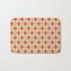 Midcentury Modern Atomic Starburst Pattern Mid Mod Burnt Orange and Beige Bath Mat Gallery Image 1