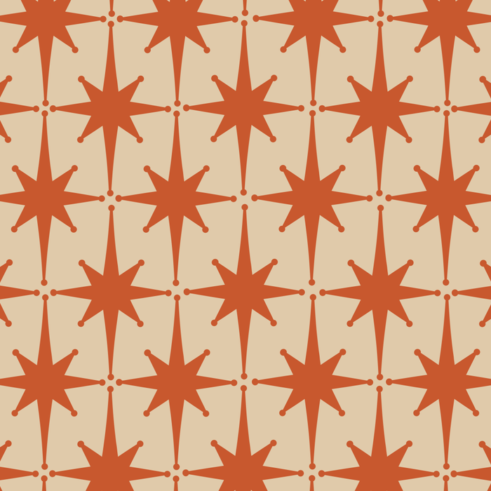 Midcentury Modern Atomic Starburst Pattern Mid Mod Burnt Orange and Beige Coffee Mug Gallery Image 2