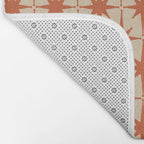 Midcentury Modern Atomic Starburst Pattern Mid Mod Burnt Orange and Beige Bath Mat Gallery Image 2