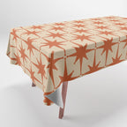 Midcentury Modern Atomic Starburst Pattern Mid Mod Burnt Orange and Beige Tablecloth Gallery Image 1