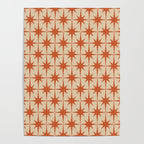 Midcentury Modern Atomic Starburst Pattern Mid Mod Burnt Orange and Beige Poster Gallery Image 4