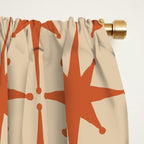 Midcentury Modern Atomic Starburst Pattern Mid Mod Burnt Orange and Beige Window Curtain Gallery Image 2