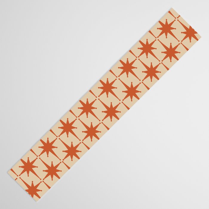 Midcentury Modern Atomic Starburst Pattern Mid Mod Burnt Orange and Beige Table Runner Gallery Image 3