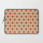 Midcentury Modern Atomic Starburst Pattern Mid Mod Burnt Orange and Beige Laptop Sleeve Gallery Image 1