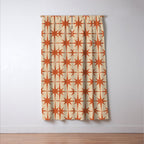 Midcentury Modern Atomic Starburst Pattern Mid Mod Burnt Orange and Beige Window Curtain Gallery Image 3