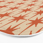Midcentury Modern Atomic Starburst Pattern Mid Mod Burnt Orange and Beige Bath Mat Gallery Image 3