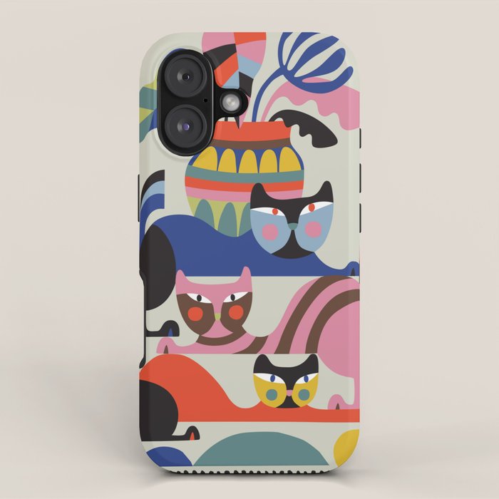 Mid Century Modern Retro Cats iPhone Case Gallery Image 1