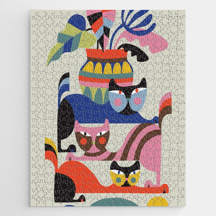 Mid Century Modern Retro Cats Jigsaw Puzzle Gallery Image 1